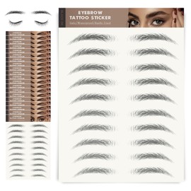 20 Sheets Eyebrow Tattoo Waterproof Eyebrow Sticker, 4D Hair Like Natural Fake Tattoo Eyebrows Peel Off Instant Transfers Brows Shaper Eyebrow Makeup Sticker for Women Girls,Natural Black