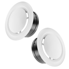 CSKB 2-Pack 6 Inch Round Vent Cover, Air Vent Covers ABS Adjustable Soffit Vent, Round Ceiling Diffuser for Exhaust Fan, Inline Duct Fan, Bathroom, Kitchen, Garage Use Opening Size 5.67"
