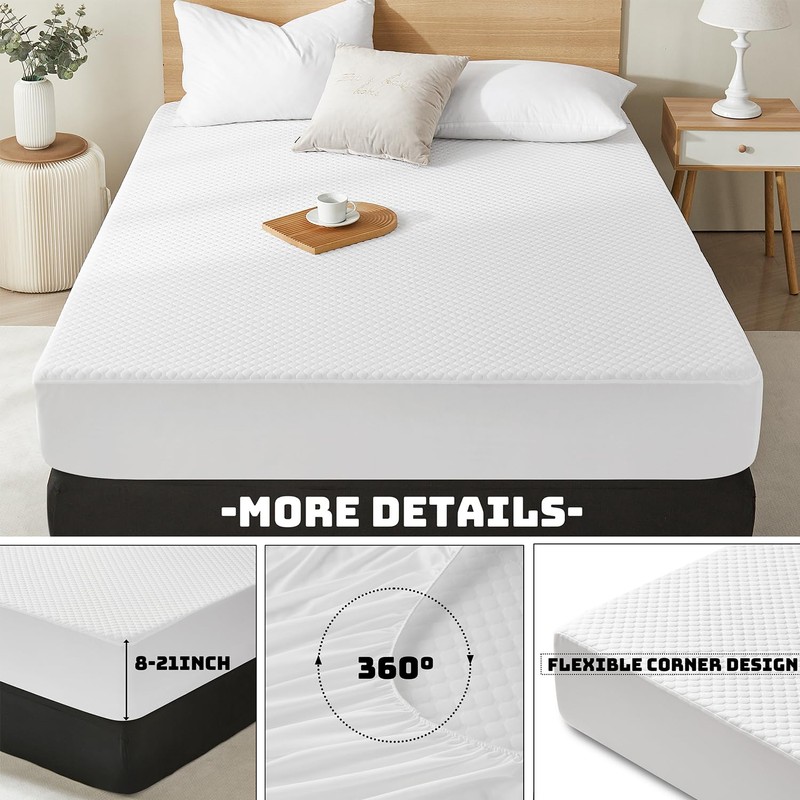NESTCORE 100% Waterproof Mattress Protector,Twin Size Mattress Pad Noiseless with