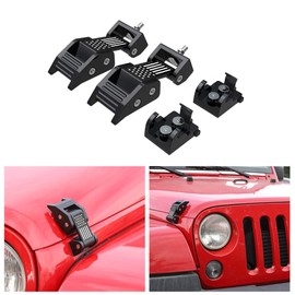 ASLONG 2PCS Hood Latches Catch Kit with U.S. Flag Style Black Aluminum for Jeep Wrangler JK JKU 2007-2018 & 2018-2021 Jeep Wrangler JL JLU Gladiator JT，Pair