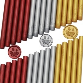 Wax Stamp Set Sealing Wax Sticks, Atopbb 30 Pcs Glue Gun Wax Sealing Sticks for WaxSeal Stamp, 3 Colors SealingWax Sticks Set for 0.28'' Glue Gun WaxSealingSticks (Golden)