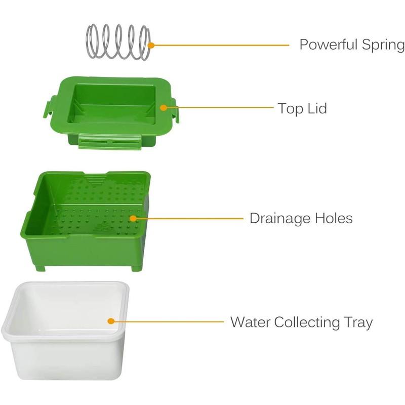 Poweka Tofu Press Kit with Water Collecting Tray Middle Strainer