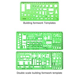 6 Pieces Plastic Measuring Templates Building Formwork Stencils Geometric Drawing Rulers for Office and School, Clear Green