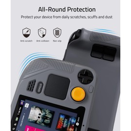 Syntech Protective Case Compatible with Steam Deck Accessories Console OLED/LCD, All-Round Protection with Non-Slip Thumb Grips, Silicone Cover for Enhanced Fit and Alignment-Gray