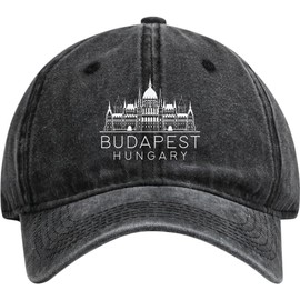 Budapest Hungary Design Black Dad Hat – Unisex Soft Baseball Cap with Silhouette Design Black