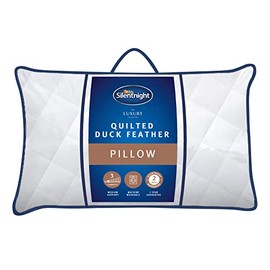 Silentnight Quilted Duck Feather Pillow - Luxury Hotel Quality Natural Pillow Soft Support Comfortable Duck Feather Filling with Luxurious Quilted Cover - Machine Washable - 1 Pack