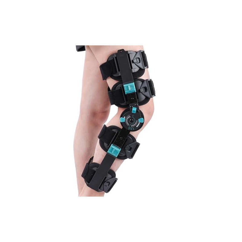 Hinged Rom Knee Brace, Adjustable Post Op Knee Immobilizer for