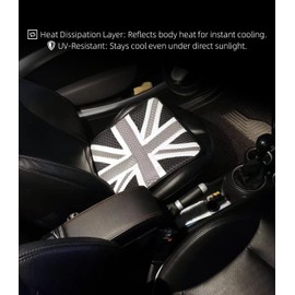 QFSM Universal British Flag Car Seat Cushion for MINI Cooper Compatible w/Clubman Countryman Cooper S J01 J05 U25 R/F Series Cooling Pad & Memory Foam (Grey)