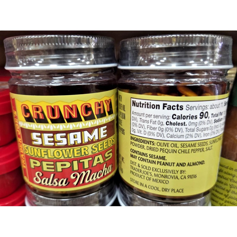 Trader Joe's Sesame Sunflower Seeds Pepitas Salsa Macha 6oz 170g