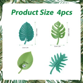 4pcs Plant Fridge Magnets, Monstera Plant Fridge Magnets 3D Cute Fridge Magnets Decorative for Home Office Decoration Kitchen Refrigerator Decal (Green)