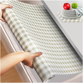Beautysaid Shelf and Drawer Liner for Ktichen Cabinet, Non Adhesive Non Slip Shelf Paper Waterproof Washable Thickened for Dresser Pantry Shelve Bathroom Protector Liner(Checkered,18 in x 30 FT)