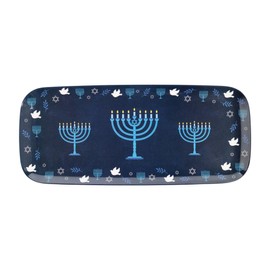 UPware Hanukkah Melamine Serving Tray, 15 x 6.5 Inch Rectangular Serving Platter, BPA Free Food Tray for Party Entertaining