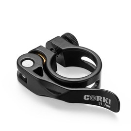 Corki Cycles Quick Release Bicycle Seat Post Clamp Sandblasting Anodised Aluminium Alloy 31.8 mm Black KC89