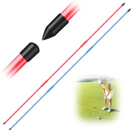 Golf Alignment Sticks Swing Trainer Tool Value 2 Pack, Foldable Practice Rods for Aiming Trainer Posture Corrector Putting Full Swing (Red+Blue)
