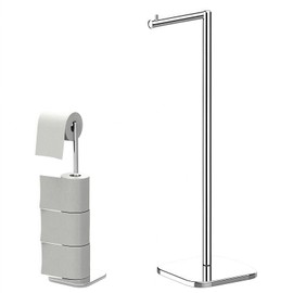 Free Standing Toilet Roll Holder – Stainless Steel Bathroom Stand with Heavy Base, Holds 5 Rolls & No Drill Storage, Anti-Rust Loo Roll Holder