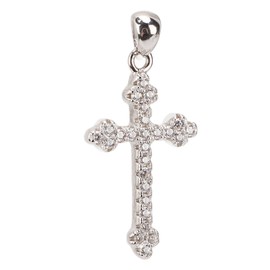 Crucifix Pendant S925 Silver Glitter Cubic Zirconia Jesus Cross Pendant Accessories Gift