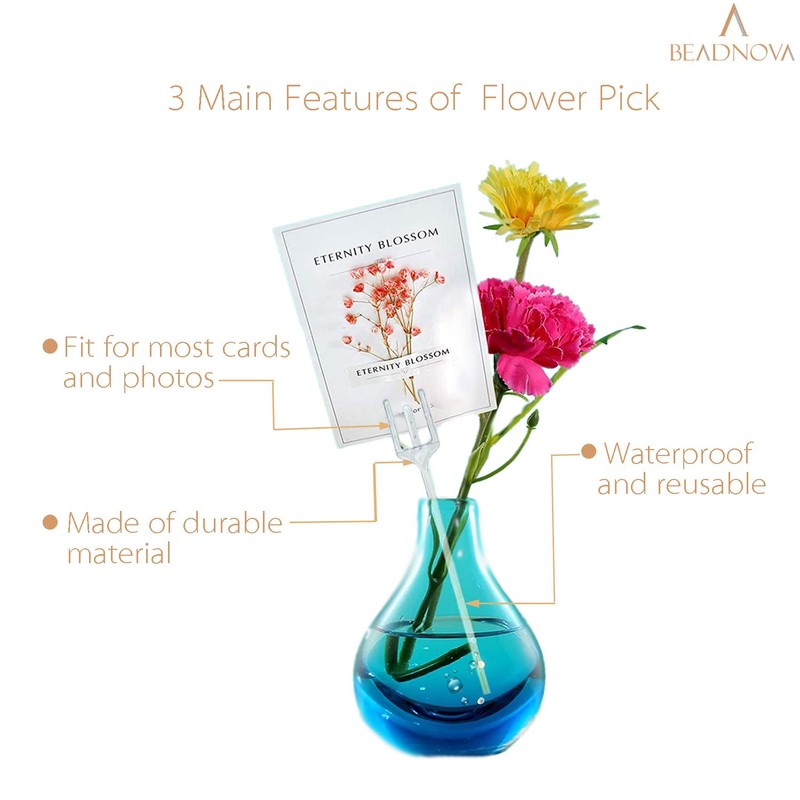 (12inch) - BEADNOVA Floral Card Holder Picks 50pcs 30cm Flower