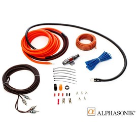 Alphasonik AAK4G Premium 4-Gauge Complete Car Amplifier Installation Kit Hyper-Flex Power, Ground, Speaker Wire RCA Cable - Exceeds AWG (American Wire Gauge) Standard Element Certified Amp Install Kit