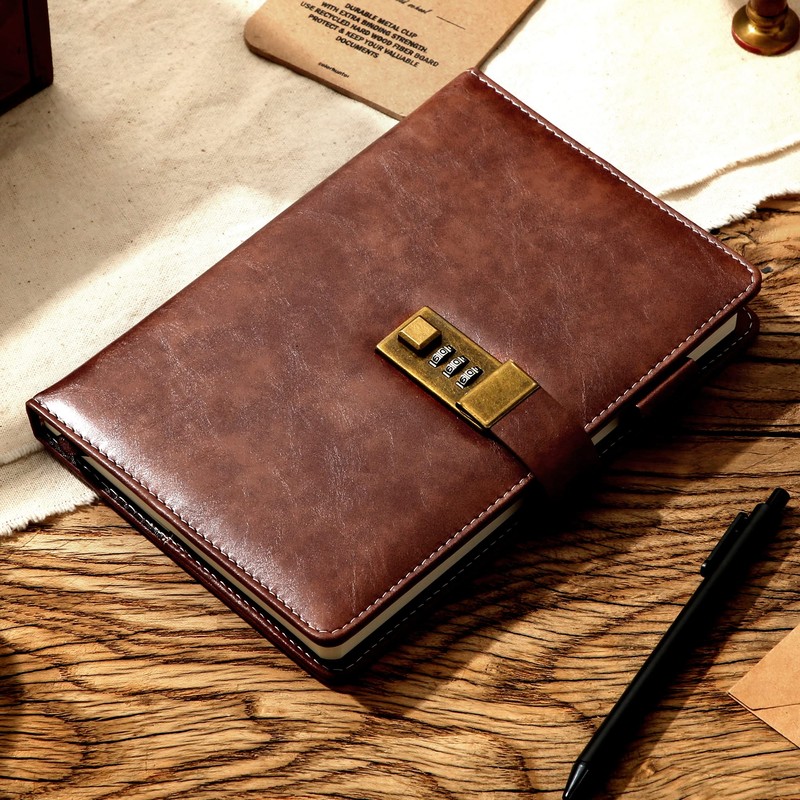 CAGIE Journal with Lock for Men Refillable 192 Lined Pages