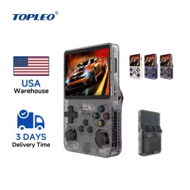 Topleo Free Shipping Game Console Emulator 128 Gb Fr Video R36s 64GB 128gb Arcade Retro Game Console Handheld Game Playerscolor: Black, screen size: 3.5", capacity: 64GB