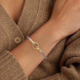 Aprilery Cable Wire Bangle Bracelets for Women - Wire Twisted Bracelet Cuff Bangle Gold Hook - Two Tone Bracelets Jewelry Gifts (Hook 5)