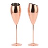 2pcs Copper Champagne Flutes Set Sturdy Thick Bottom Stainless Steel