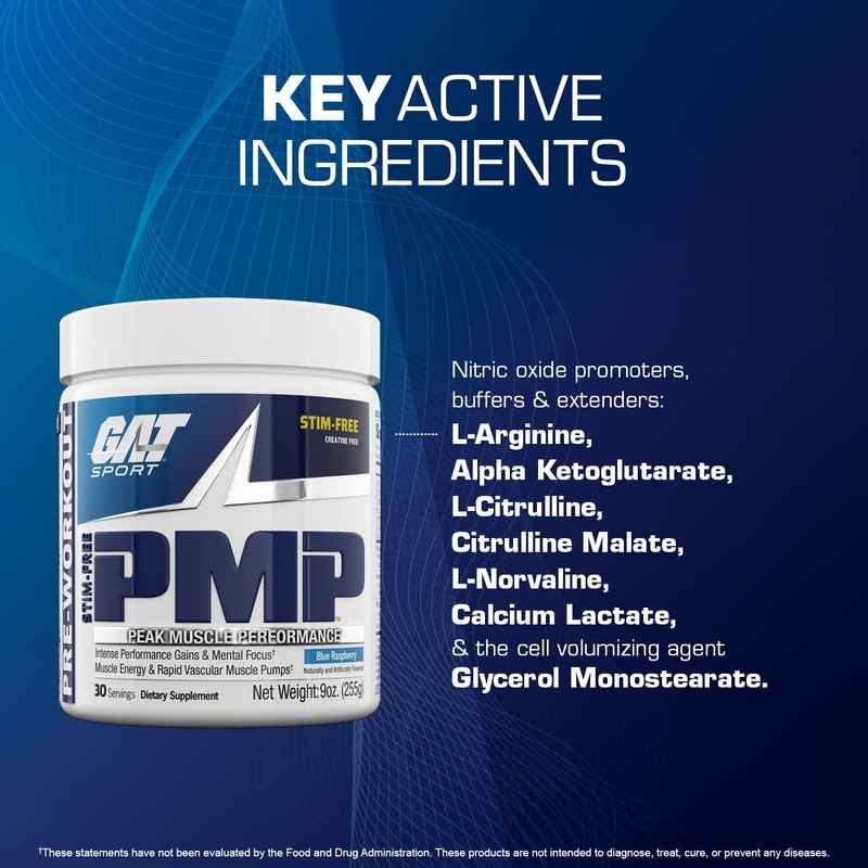 GAT Sport PMP (Peak Muscle Performance), Pre-Workout, 30 Servings (Blue