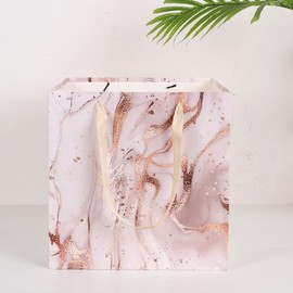 Yerpkefey - Bolsa de regalo grande de 11.8 pulgadas, cuadrada, reutilizable, grande para cumpleaños, boda, regalos de Navidad, muñeca (oro rosa)