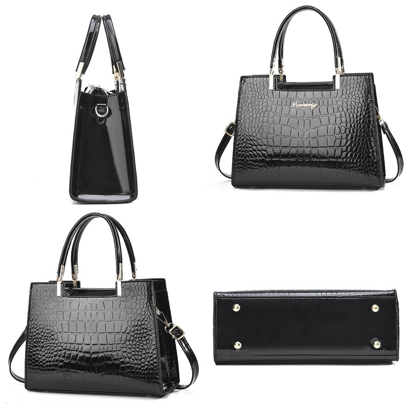 Queen-b Leather Bag, 2-Way Croco Embossed Stylish, Elegant, Women's Tote