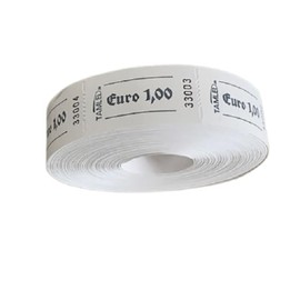 TAMLED Receipt Roll Euro 1.00 White 1 Roll with 1000 Perforated Tears Consecutively Numbered Gastro Brands Festival Drinks Catering Events Corporate Event Folk Festival Club Festival Value Tag