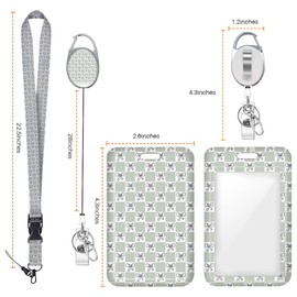 Bow Checkered ID Badge Holder Badge Reel Lanyards for ID Badges Work Vertical Protector Retractable Carabiner Clips Heavy Duty Key Lanyard for Women Laywer Dentist Mentor Coworker Office Gifts