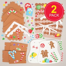 Baker Ross FE937 Gingerbread House Craft Kits - Pack of 2, Christmas Crafts for Kids, Make Your Own Xmas Decorations, Creative Arts and Crafts Project for Children