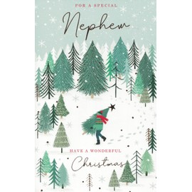 For A Special Nephew, Christmas Card, Modern Xmas Design, 23 x 15 cm