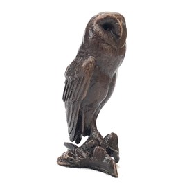 Richard Cooper & Company Solid Bronze Miniature Barn Owl, Rich Brown Chestnut Patina, 1.7 x 2.1 x 3.3 cm