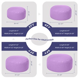 HABUTWAY 3FT Bean Bag Chair, 3' Large Bean Bag Chairs for Adults with Removable Stripe Plush Cover, Memory Foam Beanbag Chair for Living Room Bedroom Dorm (Purple)