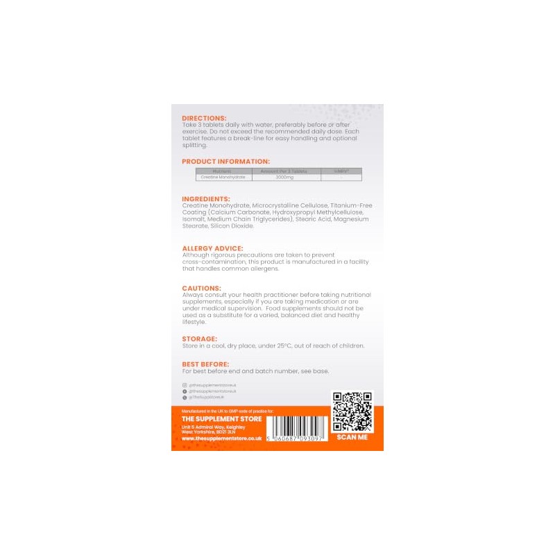 Creatine Monohydrate 1000mg Tablets (90 Tablets)