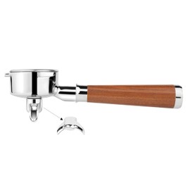 LILQ 54mm Double Spouts 3 Ears Portafilter | Espresso Coffee Accessories | Spouted Portafilter | Compatible with 54mm Machines | 304 Stainless Steel Head | Rosewood Flat Handle