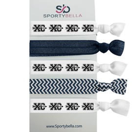 Cross Country Hair Ties Set – 5pc No-Crease Elastic Ponytail Holders with XC Arrow Designs, Accessories for Girls, Runners, Teams, or Race Day Gifts (Black)