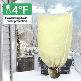BSTPCOO 2 Pack Plant Covers Freeze Protection with Zipper Drawstring, 31.4" X 47.2" Winter Cold Weather Frost Covers Shrubs Trees Jacket for Outdoor Plants Fruit Tree Plant Protection Cover Bags