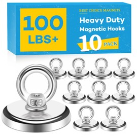 Magnetic Hooks, 100 LB（45KG） Heavy Duty Magnetic Hooks with Countersunk Hole Eyebolt, Perfect for Christmas Decoration Accessories Home, Kitchen, Workplace, Office and Garage, Pack of 6