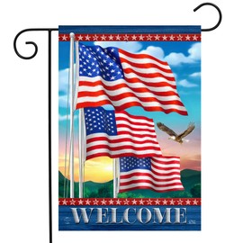 Briarwood Lane Waving American Flags Welcome Garden Flag Patriotic Eagle 12.5" x 18"