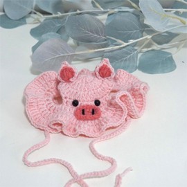 MITOCAPY Handmade Dog Outfit,Knitted Cat Hat,Pink Pig Dog Costume,Cat Birthday Hat,Birthday Party Supplies for Photo Prop,Daily,Holiday