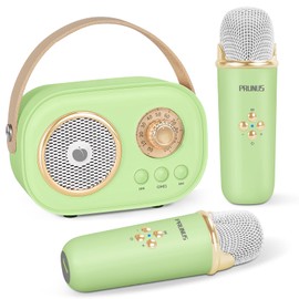 Mini Karaoke Machine for Kids&Adults,Portable Bluetooth Speaker with 2 Wireless Microphones and Stereo Sound Enhanced Bass,Gifts for Girl 3 4 5 6 7 8 9 10 11 12+ Years Old Home Party (Green)