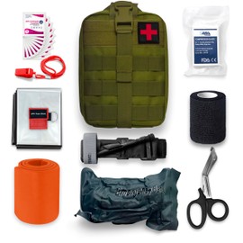 ASA Techmed Tactical First Aid Kit – Military-Grade Trauma Kit with Tourniquet for Hunting, Camping, Hiking, Fishing, Shooting, and Disaster Preparedness (Green)