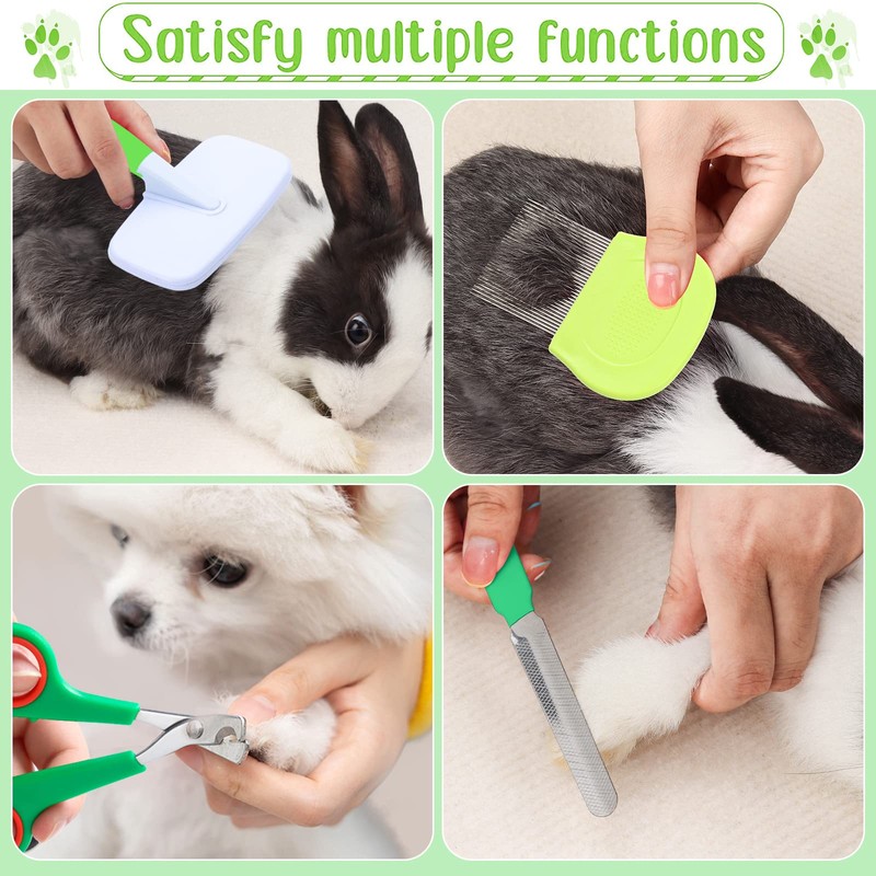 VCZONE 8 Pcs Small Animal Grooming Kit, Pink with Pet