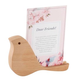 Wooden Bird Business Card Holder – Solid Beech Wood Desk Organiser for Office, Reception, Café & Restaurant – Stylish Card Display Stand for Business Cards, Menus, Notes, Photos & Table Numbers