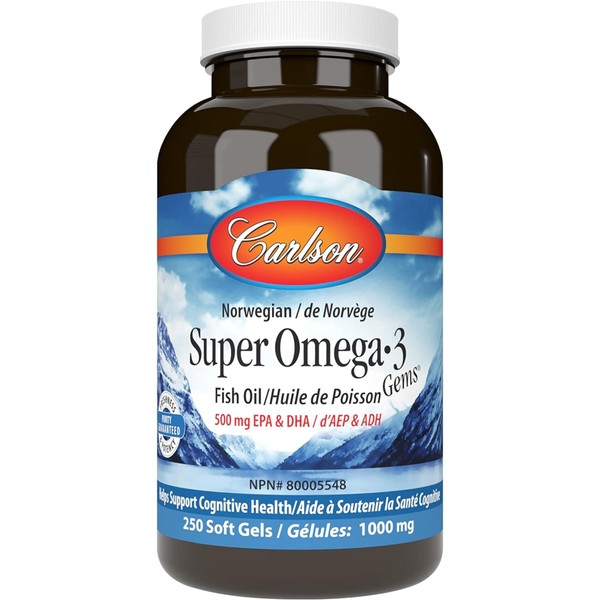 Carlson Super Omega 3 Fish Oil Gems (EE), 250 Softgels