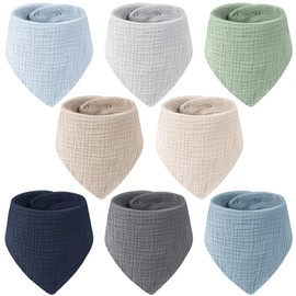 MairMore Muslin Baby Bibs Bandana Drool Bibs for Baby Boys & Girls, Soft and Absorbent Cotton Teething Bib Set for Newborn Toddler 8 Packs