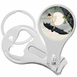Girl Riding Bat Art Nouveau Style Nail Clippers Plus Bottle Opener Keychain