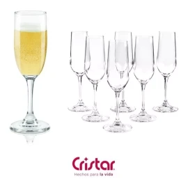 Cristar Juego De 30 Copas Flauta Para Champagne 183 Ml Cristar
